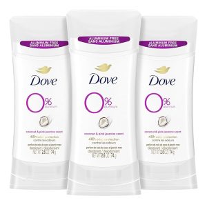 Dove Aluminum Free Deodorant for Women 24-Hour Odor Protection, Coconut and Pink Jasmine, 7.8 Oz, 3 Count