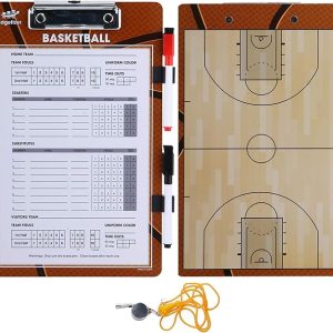 Dry Erase Coaches Clipboard - Includes Whistle and Dry Erase Markers - Double Sided Coach Whiteboard