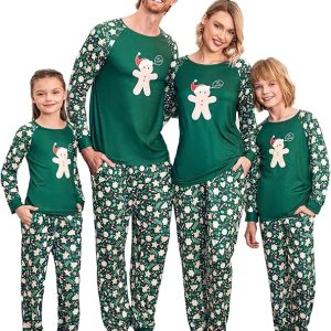 Ekouaer Christmas Pajamas for Family Long Sleeve Pjs Matching Sets with Plaid Pants Soft Sleepwear Loungewear