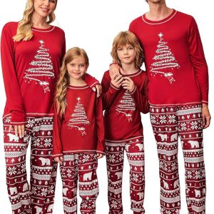 Ekouaer Matching Family Sets Christmas Pajamas Set Xmas PJS Sleepwear Soft Christmas Matching Jammies