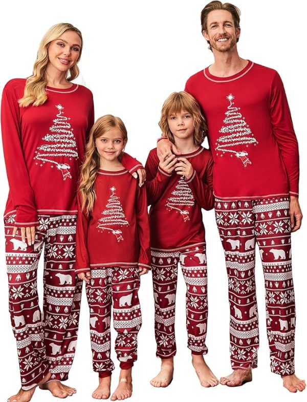 Ekouaer Matching Family Sets Christmas Pajamas Set Xmas PJS Sleepwear Soft Christmas Matching Jammies