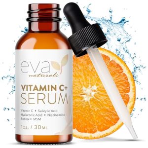 Eva Naturals Vitamin C Face Serum With Hyaluronic Acid - Anti Aging Serum - Reduce Dark Spots, Acne & Wrinkles