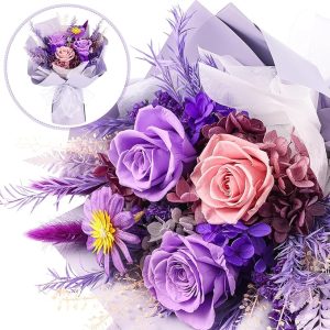 Flowers for Delivery Prime, Preserved Flowers Bouquets with Gift Box, Purple Roses Bouquet