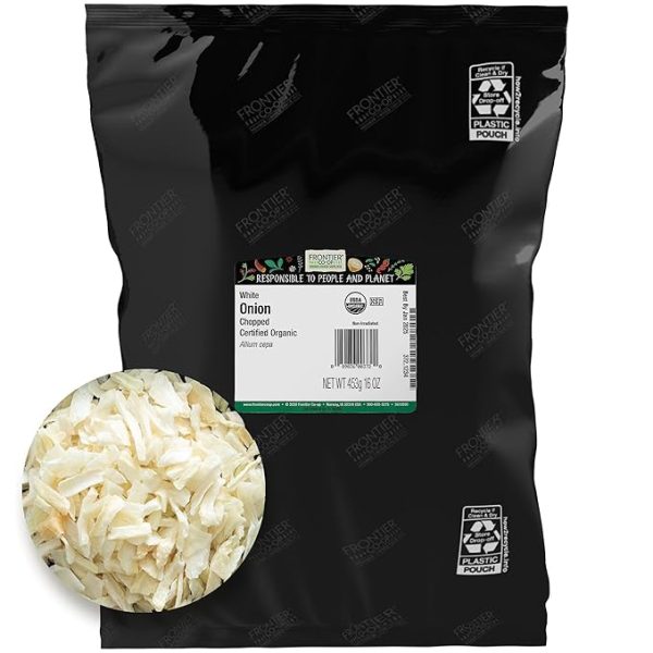 Frontier Organic Chopped Onion, 1 Pound, Dried & Chopped Sweet Organic White Onion, Kosher, Sustainably Grown