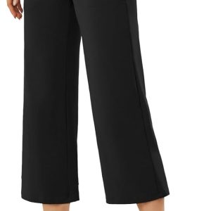 G4Free Capri Pants for Women Wide Leg Yoga Dress Capris with Pockets Cross Loose Casual Work Crop Pants