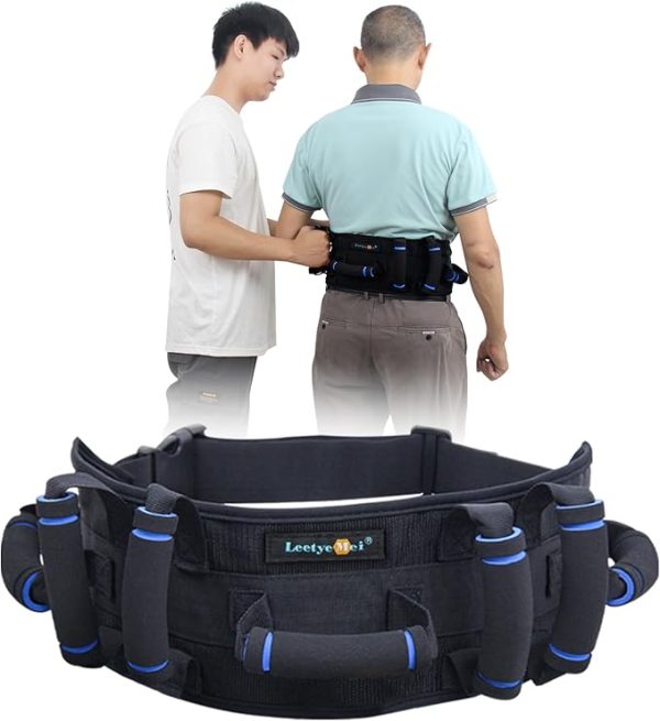 Gait Belts Transfer Belt for Seniors with 7 Handles, Gate Belt for Elderly Lift Belts Quick Release Buckle