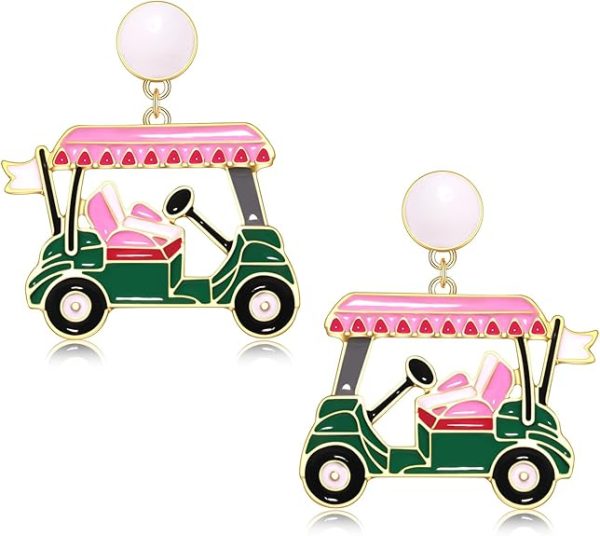 Golf Earrings Golf Ball Bag Cart Earrings Statement Golf Themed Earrings Golf Jewelry for Women