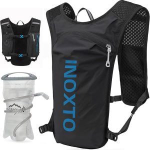 INOXTO Running Hydration Vest Backpack,Lightweight Insulated Pack with 1.5L Water Bladder Bag Daypack for Hiking Trail Running Cycling Race Marathon for Women Men