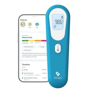 Kinsa QuickScan Smart Thermometer - No-Touch, Contactless Digital Forehead Thermometer for Babies, Kids, Adults - Works with a Smartphone App to Track Family Health & Offer Symptom Advice