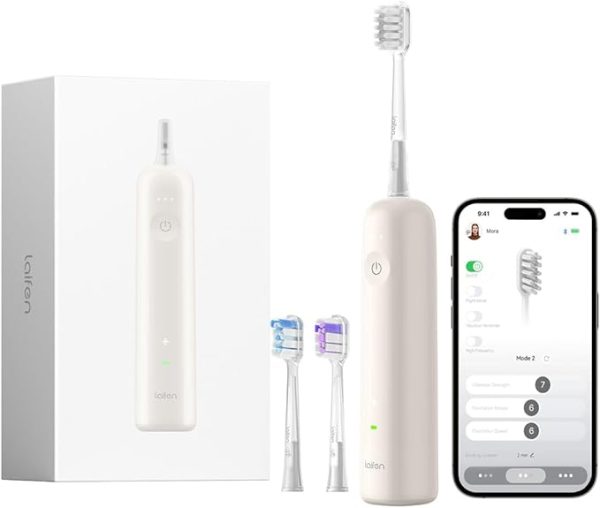 Laifen Wave Electric Toothbrush, Oscillation & Vibration Sonic Electric Toothbrush for Adults with App, 3 Brush Heads, IPX7 Waterproof Magnetic Rechargeable Travel Powered Toothbrush