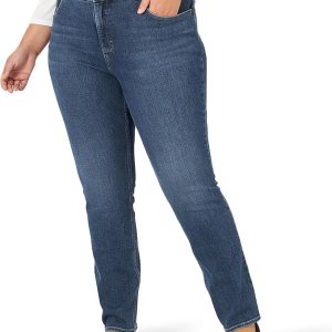 Lee Women's Plus Size Ultra Lux Mid-Rise Slim Fit Straight Leg Jean