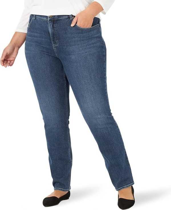 Lee Women's Plus Size Ultra Lux Mid-Rise Slim Fit Straight Leg Jean