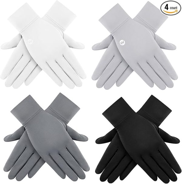 Leumoi 4 Pairs Women Driving Gloves Sun Protection UV Gloves Touchscreen Gloves Women's Cycling Gloves