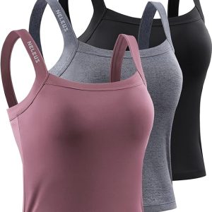 NELEUS Women's 3 Pack Athletic Compression Tank Top with Sport Bra Running Shirt