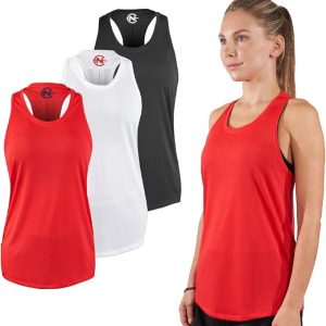 Nautica Competition 3 Pack Workout Tank Tops for Women Active Athletic Gym Workout Running Exercise Yoga Dry-Fit Fabric