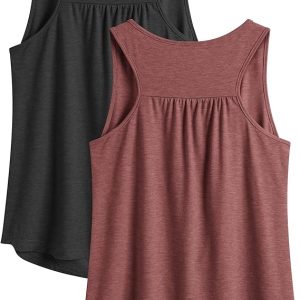 PINSPARK Workout Tank Tops for Women Racerback Loose Fit Yoga Top Sleeveless Gym Shirt Running Athletic Tanks Pack S-3XL