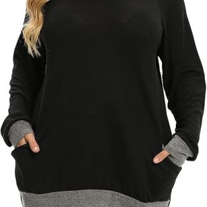 Plus Size Sweatshirts for Women, Long Sleeve Fall Crewneck Tunic Tops with Pockets for Leggings 2X-4X