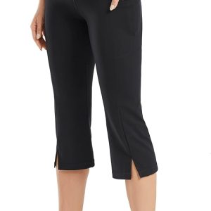 Promover Capri Pants for Women Bootcut Yoga Pants with Pockets High Waisted Flare Leggings Casual Work Pants