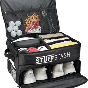 STUFFSTASH Golf Trunk Organizer, Strong, Won't Collapse. Shoe Compartments, Dividers, Storage for Tees