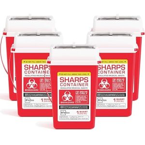 Sharps Container Small - Sharps Containers for Home Use and Labs - Portable Needle Disposal and Travel Size Biohazard Bin