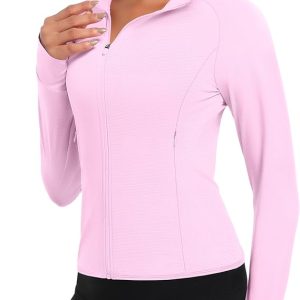 TACVASEN Women's Athletic Zip Up Jacket Long Sleeve Workout Tops for Women UV Protection Golf Outfits