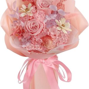 TYL&TYS Flowers for Delivery Prime,Real Pink Rose Preserved Flowers Bouquets That Last 3-5 Years,Christmas