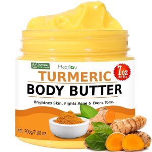 Turmeric Face Cream – All Natural Skin Brightening Lotion – Turmeric Whipped Body Butter for Dark Spots, Hyperpigmentation