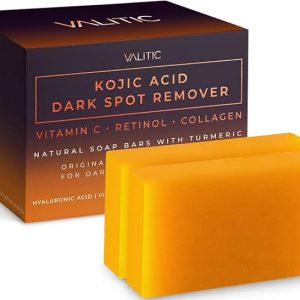 VALITIC Kojic Acid Dark Spot Remover Soap Bars with Vitamin C, Retinol, Collagen, Turmeric