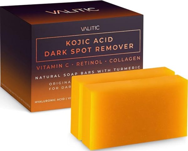 VALITIC Kojic Acid Dark Spot Remover Soap Bars with Vitamin C, Retinol, Collagen, Turmeric