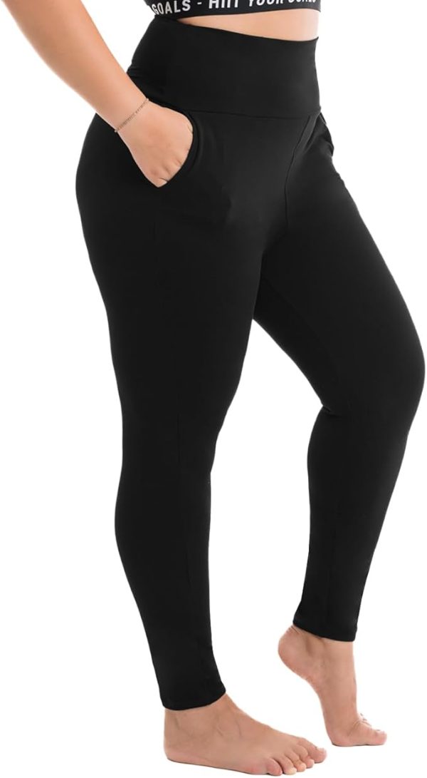 Walifrey Plus Size Leggings with Pockets for Women, High Waist Opaque Tummy Control Leggings