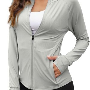 We1Fit Women's UPF 50+ Sun Protection Jacket Hoodie Sun Shirts Hiking Running Athletic Shirt