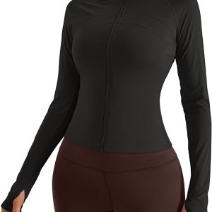 Women's Athletic Full Zip Lightweight Workout Slim Fit Jacket with Thumb Holes for Warm-Up, Running,Yoga