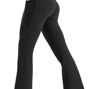 Women's High Waist Flare Yoga Pants Tummy Control Casual Bootcut Leggings with Side Pockets