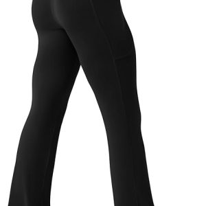 Womens Yoga Pants with Pockets High Waisted Flare Leggings Bell Bottom Yoga Dress Pants Seamless Bootcut Pants