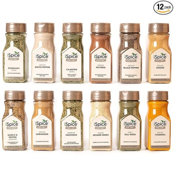 iSpice Seasoning Starter Spice Set with Spices Included Cooking Gifts Spices and Seasonings Sets, Home Basic Spice Set | Chef Grade (Pack of 12 Spices Set)…