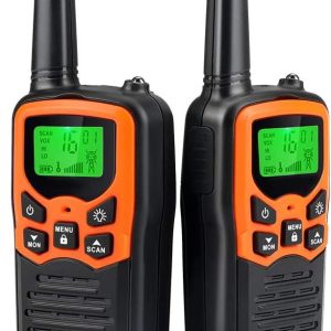 Walkie Talkies, MOICO Long Range Walkie Talkies for Adults with 22 FRS Channels, Family Walkie Talkie with LED Flashlight VOX LCD Display for Hiking Camping Trip (Orange 2 Pack)