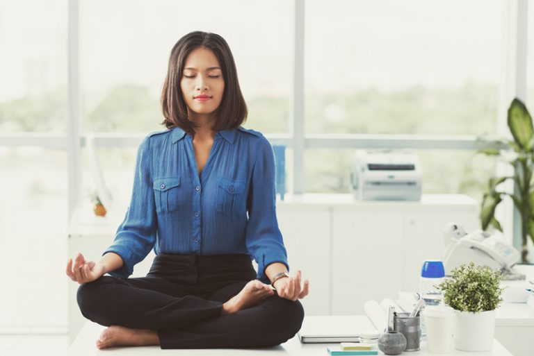 Take A Yoga Break At Your Office Desk - Women Fitness